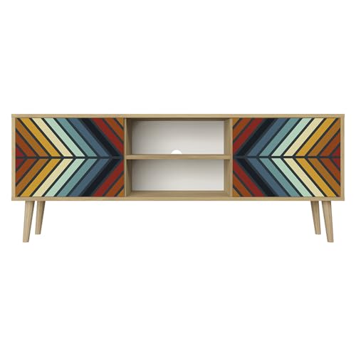 Healancy Biomedical TV Schrank mit Türen - Kommode - Fernsehschrank - Lowboard - Fernsehtisch - Wohnzimmer Möbel - Board mit Stauraum - Tisch - Sideboard - Fernsehrregal Riva-Eiche von Healancy Biomedical