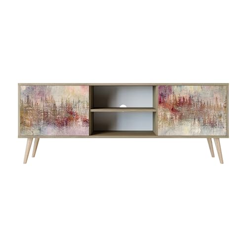 Healancy Biomedical TV Schrank mit Türen - Kommode - Fernsehschrank - Lowboard - Fernsehtisch - Wohnzimmer Möbel - Board mit Stauraum - Tisch - Sideboard - Fernsehrregal Riva-Eiche von Healancy Biomedical