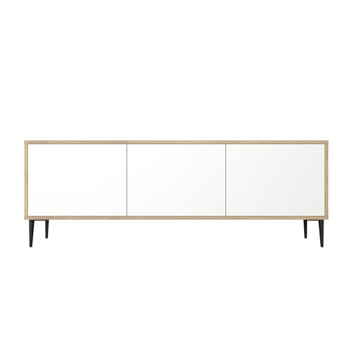 Healancy Biomedical TV Schrank mit Türen - Kommode - Fernsehschrank - Lowboard - Fernsehtisch - Wohnzimmer Möbel - Board mit Stauraum - Tisch - Sideboard - Fernsehrregal - Tv-Schrank weiß von Healancy Biomedical