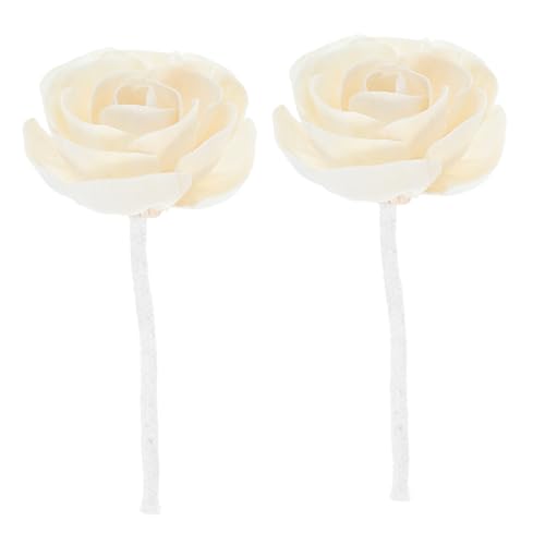 Healeved 2 Stück Duftblumen mit Baumwollseildocht Künstliche Duftstäbchen für Ätherische Öle Dekorativer Blumenduft Diffuser für Zuhause Büro Schlafzimmer Beige von Healeved