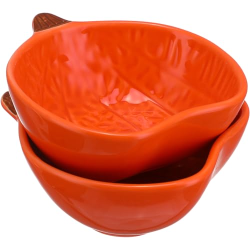 Healeved 2-Teiliges Ofenfestes Keramik-Auflaufförmchen-Set Zum Backen Von Crème Brûlée Soufflé Pudding Kleine Kürbisförmige Schalen Zum Servieren Von Dips Soßen Gewürzen Und Snacks von Healeved