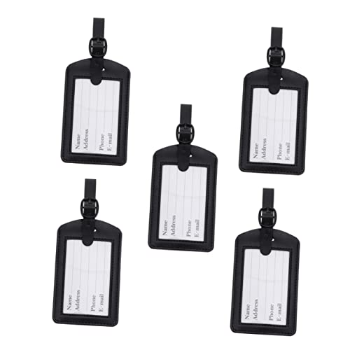 Healeved 3 Sätze Teiliges Pu Kofferanhänger Reisetaschen Id Tags Für Einfaches Erkennen Am Gepäckband Langlebig Und Elegant Für Reisen Schwarz 5 Stück * 3 von Healeved
