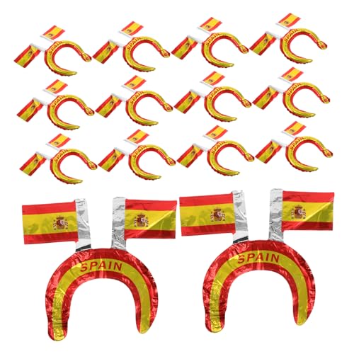 Healeved 50 Stück Aufblasbare Mini-aluminiumband mit Spanischer Flagge Langlebig Tragbar für Fußballfans Geburtstags Nationalfeier-Dekoration von Healeved