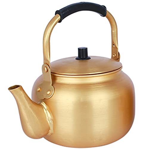 Healeved Aluminium-Teekessel Camping-Teekannen Für Herdplatten Wasserkocher Für Koreanische Traditionelle Rohe Reiswein-Dongdongju-Suppe Oder Beliebige Getränke Golden 0 75L von Healeved