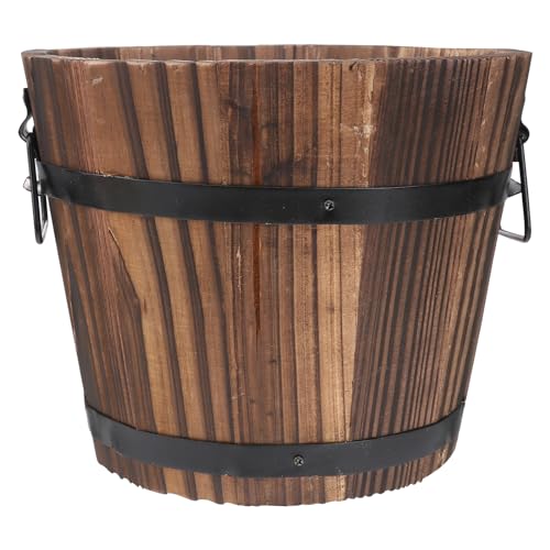 Healeved Blumentöpfe aus Holz – Whiskey-Fass-Pflanzgefäße mit Drainagelöchern, Dekoration Blumentöpfe, Holzfass-Design für Innen- und Außenbereich, Gartenpflanzen, Blumen von Healeved