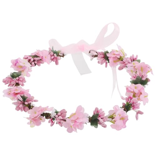 Healeved Boho Hochzeits Blumenkranz Stirnband mit Schleife Handgefertigtes Braut Haar Accessoire für Vintage Strand und Rustikale Hochzeiten in Zarten Neutralfarben von Healeved