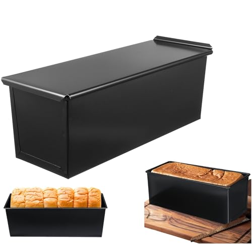 Healeved Pullman Kastenform mit Deckel Toastbackform Antihaft-Brotbackformen Toastbox Frühstücksbackwerkzeuge für Hausbäckerei Restaurant 750G Schwarz von Healeved