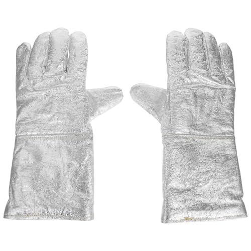 Healifty 1 Paar Hochtemperatur-Schweißhandschuhe aus Aluminiumfolie, hitzebeständige Fäustlingsisolierung, Sicherheitsarbeitshandschuhe für Ofengussschweißer von Healifty
