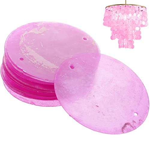 Healifty 100 Stück runde Muscheln, runde natürliche Capiz mit 2 Löchern, polierte runde Scheiben-Accessoire, runde Capiz-Muscheln, Perlen, Münzperlen, Charms für die Schmuckherstellung (lila) von Healifty