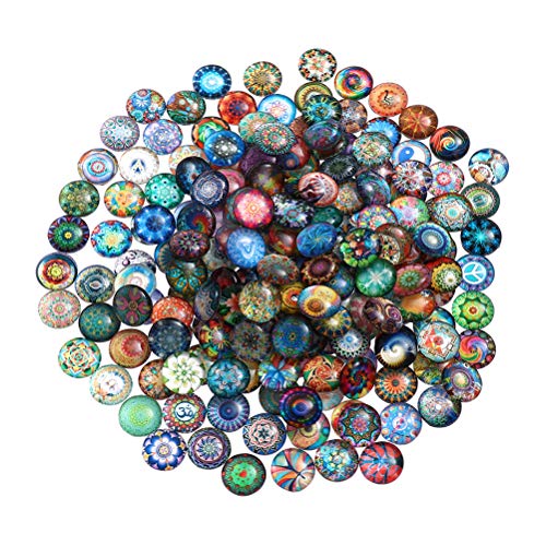 Healifty 100 stücke Mosaik gedruckt Bild Glas halbrunde Dome cabochons Fliesen für schmuck Machen 14mm von Healifty
