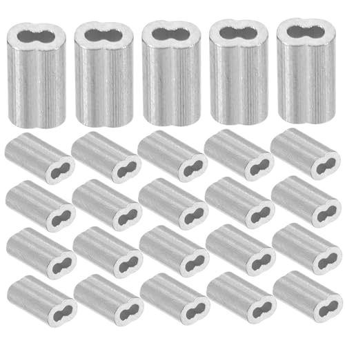 Healifty 100Stücke Aluminium Crimphülsen Doppel Drahtseil Crimphülsen Einfache Installation für Kabelverbindungen für und DIY Projekte von Healifty