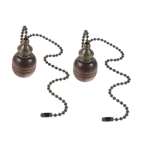 Healifty 2 Stück Deckenventilator Zugkette aus Holz Vintage Pendelleuchte Dekorative Lichtzugkette für Deckenlampen Installieren Geeignet für Wohnräume Badezimmer und Vorhänge von Healifty