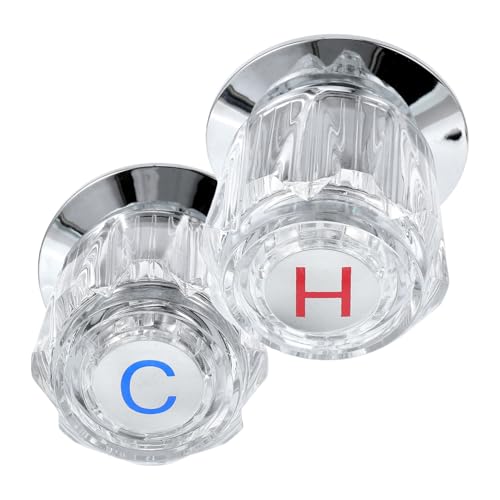 Healifty 2 Stück Klare Acryl Wasserhahn Griffe Kompatibel mit Heißen und Kalten Wasserhähnen Ersatzteile mit Sitz für Bad und Küche von Healifty
