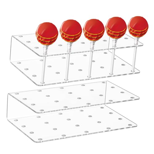 Healifty 2 Stück Lollipop Ständer aus Acryl Transparenter Cake Pop Display Halter für Hochzeiten und Partys Stabiler Süßigkeiten Ständer mit Fächern von Healifty