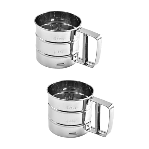 Healifty 2 Stück Mehlsieb kitchen filter siebservierer Mehlfiltersieb feinsieb Handheld Küchensieb Siebmaschine Backwerkzeug Bußgeld sieben Backen feinmaschiges Sieb Rostfreier Stahl von Healifty