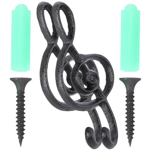 Healifty 2 Stück Vintage Wandhaken im Musiknoten Design Dekorative Gusseisen Haken für Garderobe und Badezimmer Installieren und Öl Sowie Wasserabweisend von Healifty