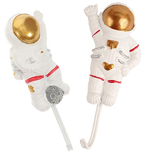 Healifty 2 Stück Wandmontierte Astronauten Haken Selbstklebende Kleiderbügel für Innenbereich Praktische Aufbewahrungslösung für Schals und Dekoration von Healifty