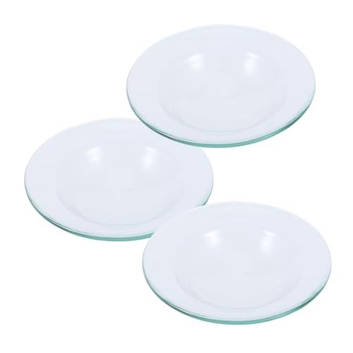 Healifty 3stücke Transparente Glas Schale Aromatherapie Ölwärmer Untertasse Runde Glas Wachserhitzer Tablett von Healifty
