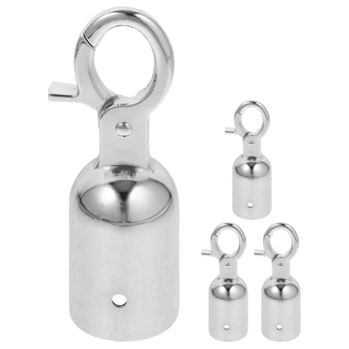Healifty 4 Stück Kordel-Endkappen: 32 mm/1 Zoll Durchmesser Seil-Endstopper mit Karabinerhaken aus Edelstahl für die Verbindung von Leitplankenbeschlägen von Healifty