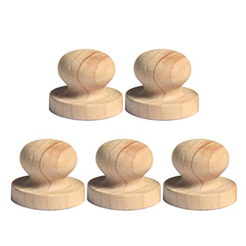 Healifty 5Pcs DIY Briefmarken Leer Unvollendete Briefmarken mit Massivem Holz Runden Griff für Tagebuch Briefe Karten Poster Geschenk Scrapbooking 50Mm von Healifty