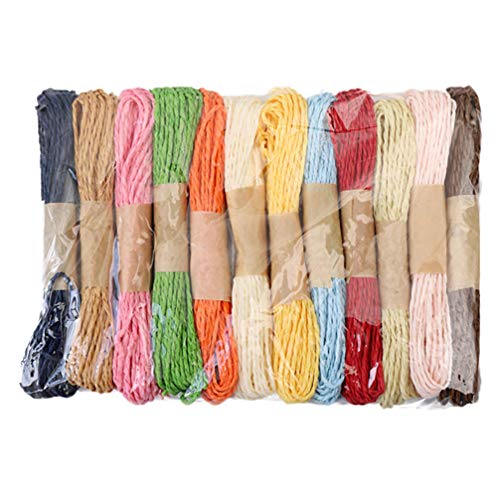 Healifty Bast Papierbastelband, 10 m, bunt, gedrehte Papierschnur, für Verpackungen, Geschenkverpackungen, 12 Rollen (verschiedene Farbe) von Healifty