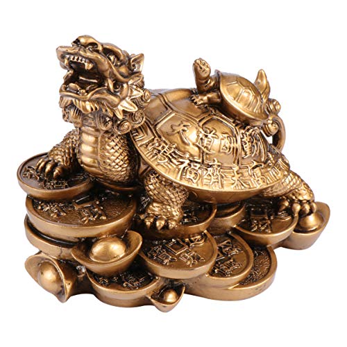 Healifty Goldene Feng Shui Drache Schildkröte Statue chinesische Reichtum Sammlung Figur für Zuhause Büro Tischdekoration Einweihungsgeschenk von Healifty