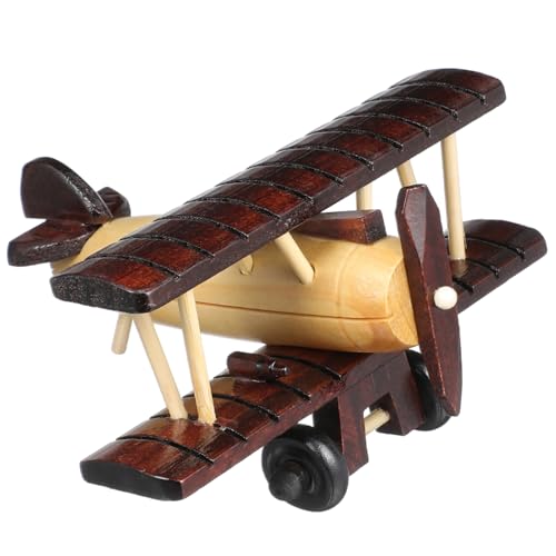 Healifty Holzflugzeug-Modell Retro Vintage Flugzeug Dekoration Für Schreibtisch Wohnzimmer Büro Zimmer Zierhandwerk Ornament Aus Holz Für Jungenzimmer Zimmerdekor Schreibtischdeko von Healifty