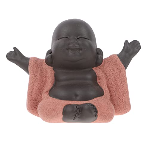 Healifty Lachende Baby Buddha Statue Figur Buddha Skulptur Glücksgeschenk nach Hause Feng Shui Tischdekoration Orange von Healifty