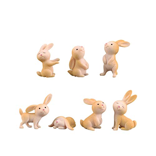 Healifty Miniatur Hase Figuren Mini Osterhase Harz Kaninchen 7pcs Gelb Häschen Ornament Osterdeko Mikrolandschaft Bonsai Feengarten Puppenhaus Modellbau Ostern Frühling Festival Party Dekoration von Healifty