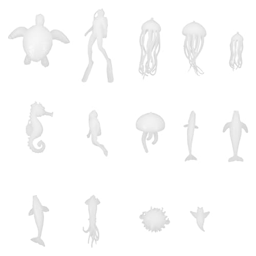 Miniatur Modell Figuren Weiß Harz Füllstoff Kunststoff Mini Meerestiere Taucher DIY 3D Harz Silikonform Gießform Epoxidharz Formen Füller Serie Handwerk Dekoration von Healifty