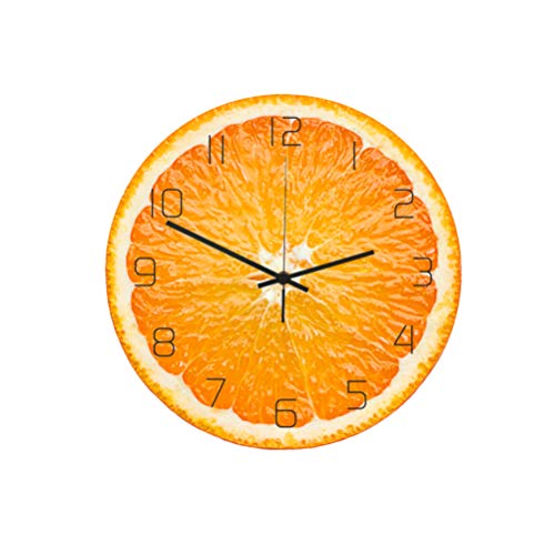 Healifty Orangene Früchte Wanduhr Nicht tickend leise Nicht tickend dekorative Wanduhr für Schlafzimmer Wohnzimmer Büro Dekoration ohne Batterie von Healifty