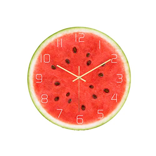 Healifty Wassermelonenfrucht Wanduhr nicht tickend leise nicht tickend dekorative Wanduhr für Schlafzimmer Wohnzimmer Büro Dekoration ohne Batterie von Healifty