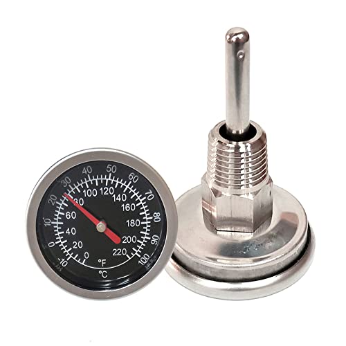 1/4 NPT-Gewindeverbindungsthermometer 10 100 ℃/0 220 ºF Temperaturanzeige 1,4 Zoll Edelstahl-Thermometer für Boiler Teekanne Wasserkocher von Heallege