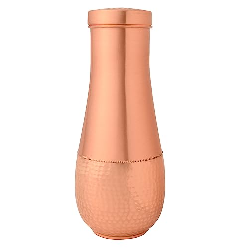 Kupferkaraffe aus reinem Kupfer für Ayurveda-Gesundheitsvorteile – langer Hals, Fassungsvermögen – 1,8 Liter (einfarbig) von HealthGoodsIn