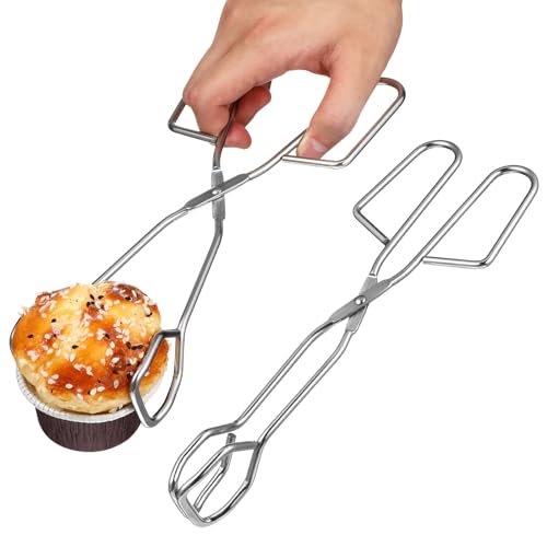2 Stk Küchenzangen Gebäckzange 25 cm Grillzange Edelstahl Scherenzange Würstchenzange Edelstahl Salatzange Bratenzange Bratwurstzange BBQ Würstchen Wendezange Servierzange Food Bread Tong von Healvian