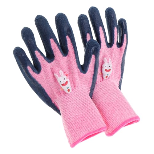 Healvian 1 Paar Anti-rutsch-verschleiß-resistente Handschuhe Gartenarbeit Baumwolle Arbeiten Kinderschutzhandschuhe Reinigungshandschuhe Gartenhandschuh Für Polyester Rosa von Healvian