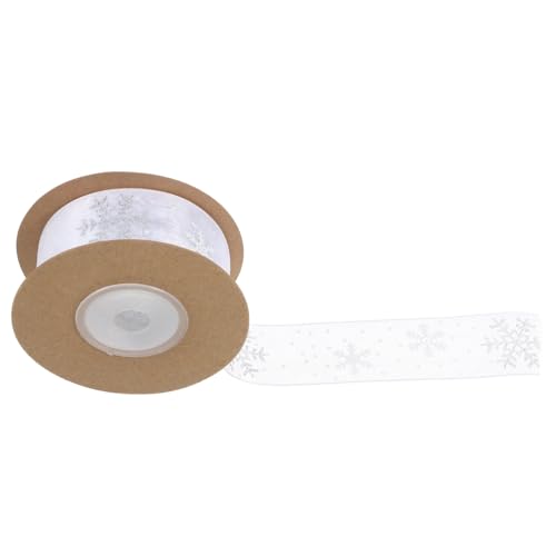 Healvian 1 Rolle Schneeflockenband aus Chiffon Dekorationsband für Diy Projekte und Weihnachtsfeiern Rolle Weiß mit Feinem Schneeflocken Muster von Healvian