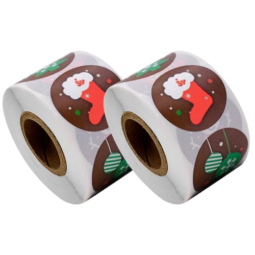 Healvian 1 Satz Weihnachtsaufkleber Selbstklebende Etiketten Für Umschläge Und Backwaren Festliche Dekoration Für Weihnachten Durchmesser 2rollen von Healvian