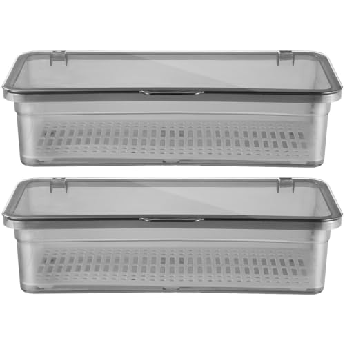 Healvian 2 Stück Stäbchen Ablage für Besteck Besteckkasten Mit Deckel Besteckkoffer Leer Besteck Organizer Besteckkasten für Schubladen Entwässerung Besteckbehälter Besteckeinsatz Besteckbox von Healvian