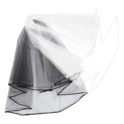 Healvian 2 Stück Doppellagiger Brautschleier mit Luxuriösem Satinbandrand und Stabilem Haarkamm Vielseitig Einsetzbar für Hochzeit Party und Besondere Anlässe in Schwarz und Weiß von Healvian