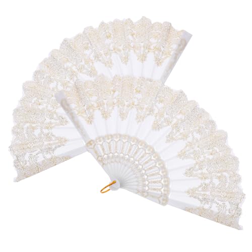 Healvian 2 Stück Faltfächer im Chinesischen Vintage Stil Handventilatoren für Tanzaufführungen und Kostümdekoration Retro Handfächer Klassisches Design von Healvian