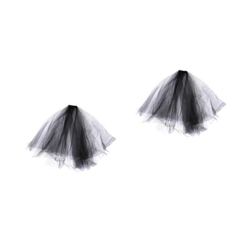 Healvian 2 Stück Vintage Brautschleier Schwarz Fluffiger Multi Layer Mesh Schleier für Halloween Cosplay Damenhaarschmuck für Partys und Kostüme von Healvian