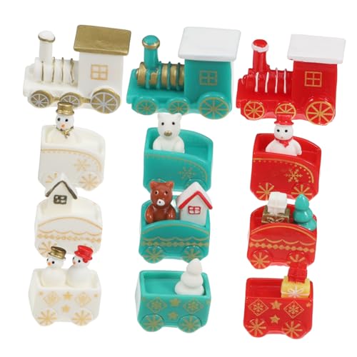 Healvian 24 Stück Miniatur Weihnachtszug Set mit Schneemannfiguren für Weihnachtsbaum und Dekoration Interaktive Zugteile für Festliche Bastelprojekte und von Healvian