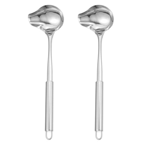 Healvian 2 Stück Soßenkelle Saucenlöffel Schöpflöffel Edelstahl Suppenkelle Saucenkelle Soßenlöffel mit Ausgießer Saucen Gießlöffel Rostfrei Suppenkelle Edelstahl Schöpflöffel Sauce Spoons 30cm von Healvian