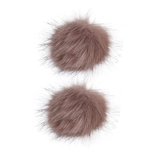 Healvian 2stücke Kunstfell Pompons Für Hüte Und Taschen Flauschige Dekoration Frostbraun Für Modeaccessoires Und Projekte von Healvian