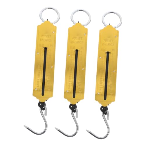 Healvian 3 Stück Mechanisches Messgerät mit Haken Gelb Handlich und Tragbar Ergonomisches Design für Präzise Gewichtsmessung Beim Angeln Haushalt Reise von Healvian