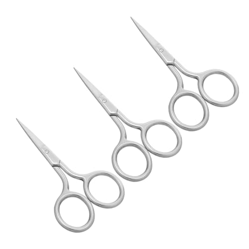 Healvian 3 Stück Nasenhaarschere Edelstahl Grooming Schere mit Abgerundeter Spitze für Präzises Trimmen von Nasenhaaren Augenbrauen Schnurrbart und Bartpflege Kompaktes von Healvian