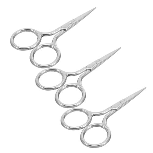 Healvian 3 Stück Nasenhaarschere Edelstahl Rundspitze Manuelle Gesichtshaarschere Bart Schnurrbartpflege Schere Kompakt Reisegeeignet für Präzises Trimmen von Healvian