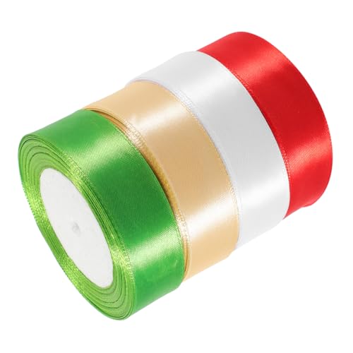 Healvian 4 Rollen Dekorative Bänder Diy Geschenkverpackungsbänder pro Rolle Rot Grün Weiß und Hellgold für Festlichkeiten und Bastelprojekte von Healvian