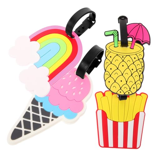 Healvian 4 Stück Kreatives Teiliges Silikon Gepäckanhänger Set Eiscreme Form Farbige Koffer Tags für und Individuell Beschriftbar für Einfache Identifikation Healvian 4 Stück Kreatives Teiliges Silikon Gepäckanhänger Set Eiscreme Form Farbige Koffer Tags für und Individuell Beschriftbar für Einfache Identifikation von Healvian